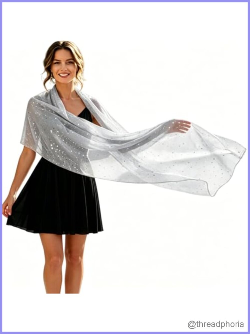 Women Sequin Mesh Scarf Sheer Glitter Shawl Wrap Evening Sparkling Shimmer
